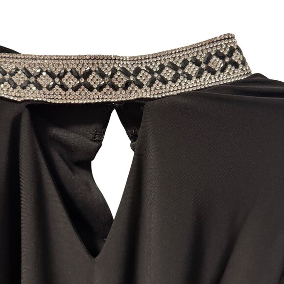 Roz & Ali Womens Cold Shoulder Top Sz 2X With Embellished Neckline black top - Picture 5 of 12